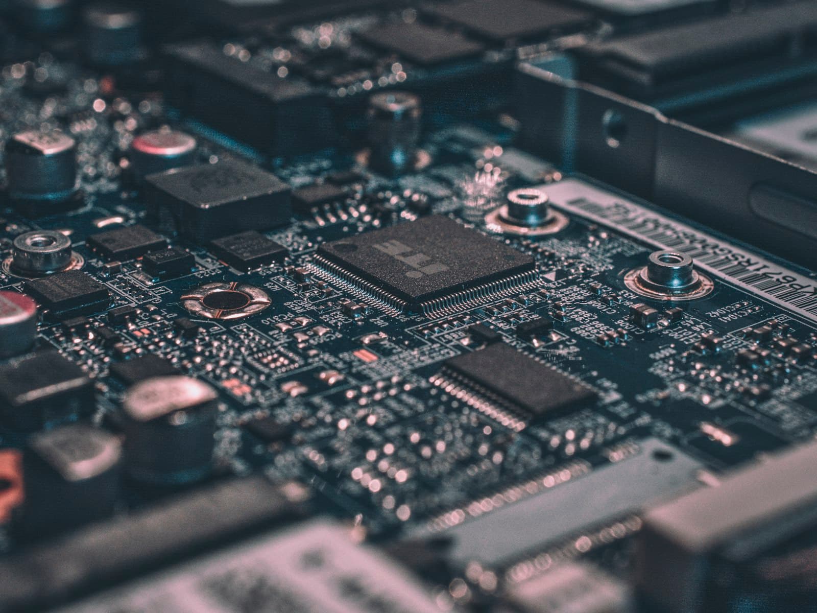 Detail papan sirkuit elektronik